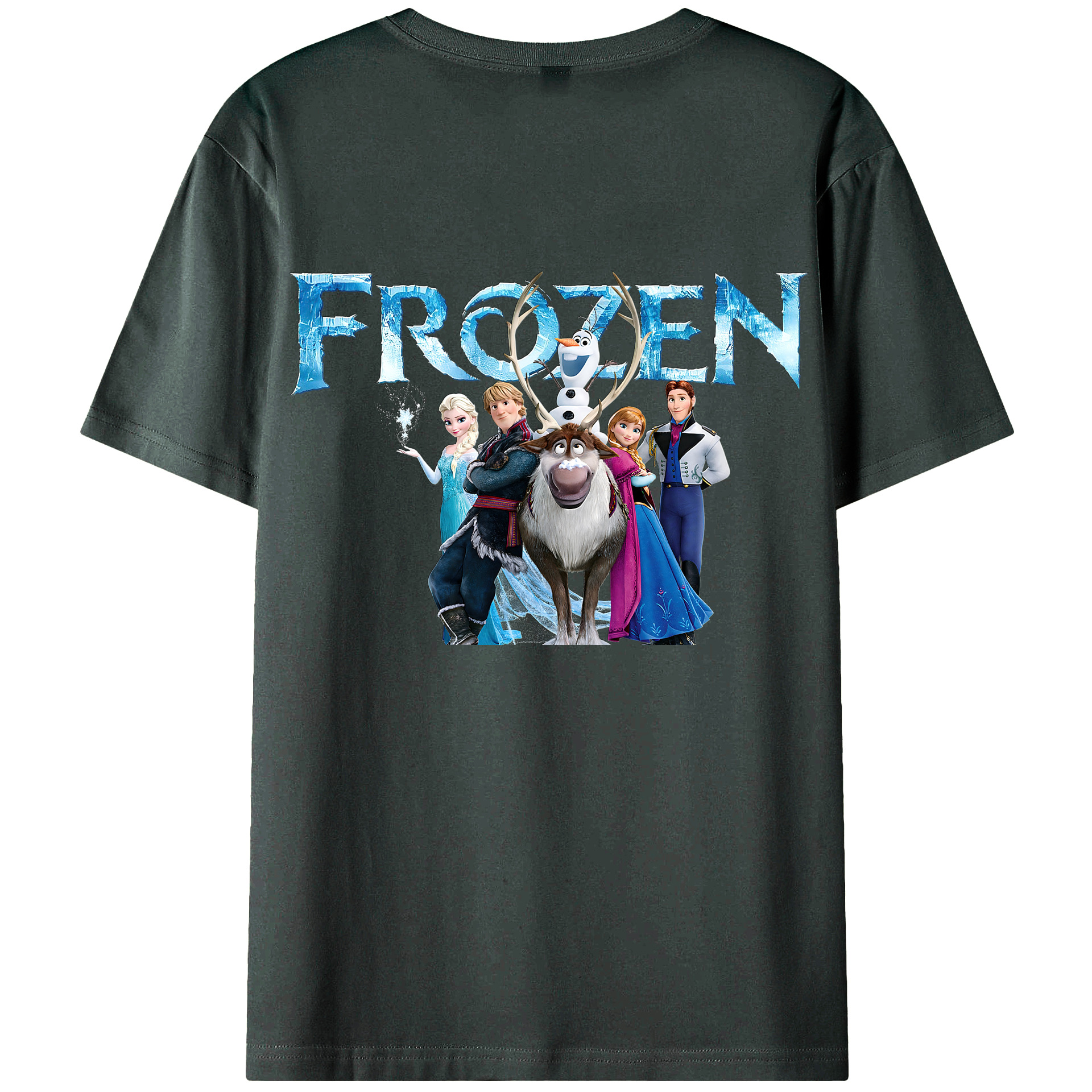 （画像用） アナと雪の女王 アンナ エルサ Frozen Anna Elsa 綿100％ メンズ半袖Tシャツ（バックプリント） 通気性